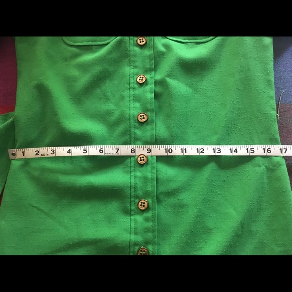 Bonwitt teller vntg green button down belt dress - Picture 7 of 8